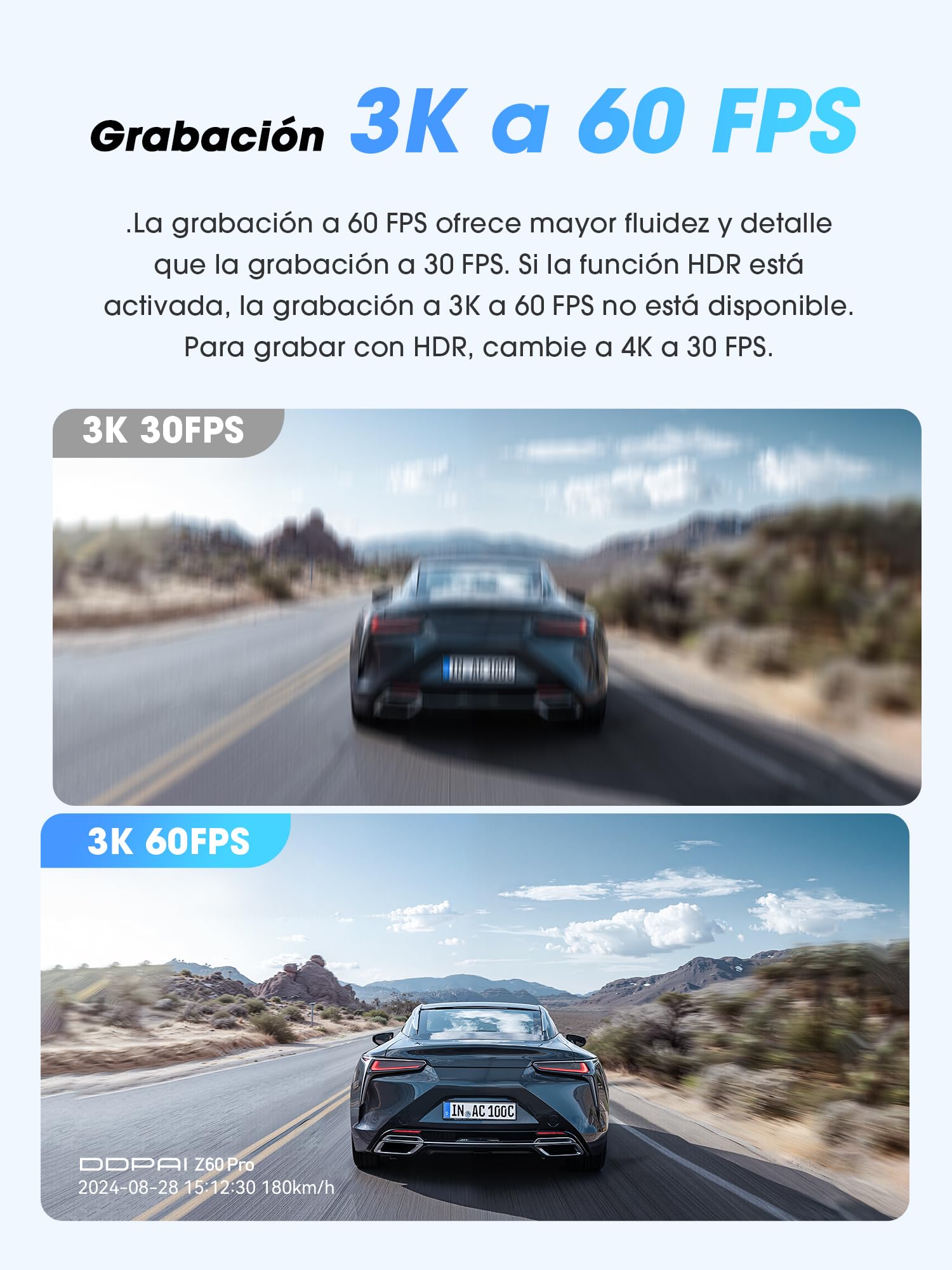 DDPAI Z60 Pro Dashcam 4K, Dual STARVIS 2 IMX678 60FPS, 32GB eMMC Integrado + Tarjeta 128GB Gratis, Visión Nocturna AI ISP, 4G LTE, WiFi 6 5GHz GPS, Modo Aparcamiento 24h, Pantalla IPS 3"