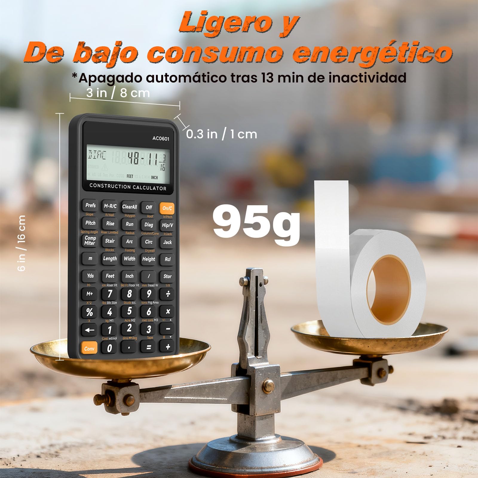 Calculadora de construcción de Escritura Industrial y científica ROATEE calculadora de ingeniería para contratistas, calculadoras de Bolsillo de pies-Pulgadas-fracción de hormigón para (Azul Oscuro)