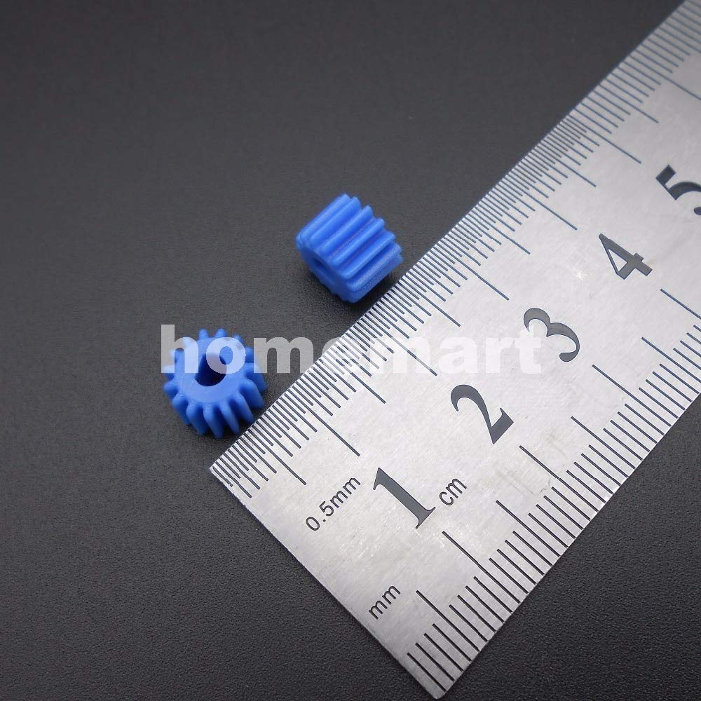 Fevas 20PCS 15T D-Shape Blue Plastic Spur D Gear 0.5 Modulus Teeth