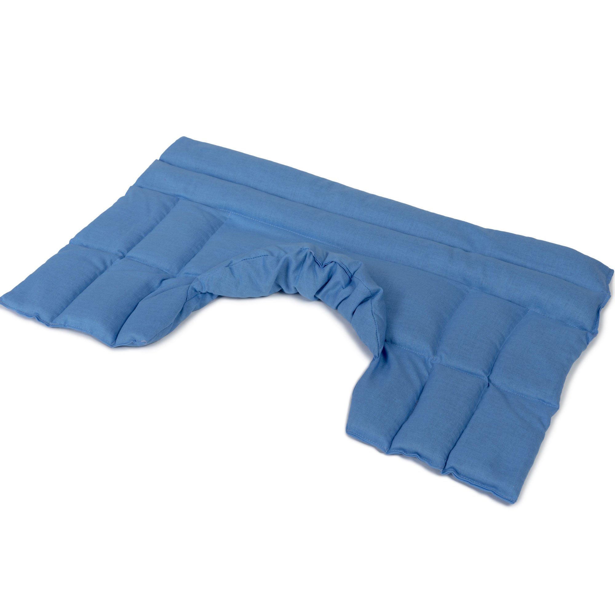 Cuscino termico cervicale XL con farro bio, per collo, spalle e schiena. (blu chiaro, Farro bio) Cuscino termico utilizabile caldo e freddo, riscaldabile nel mircoonde e forno