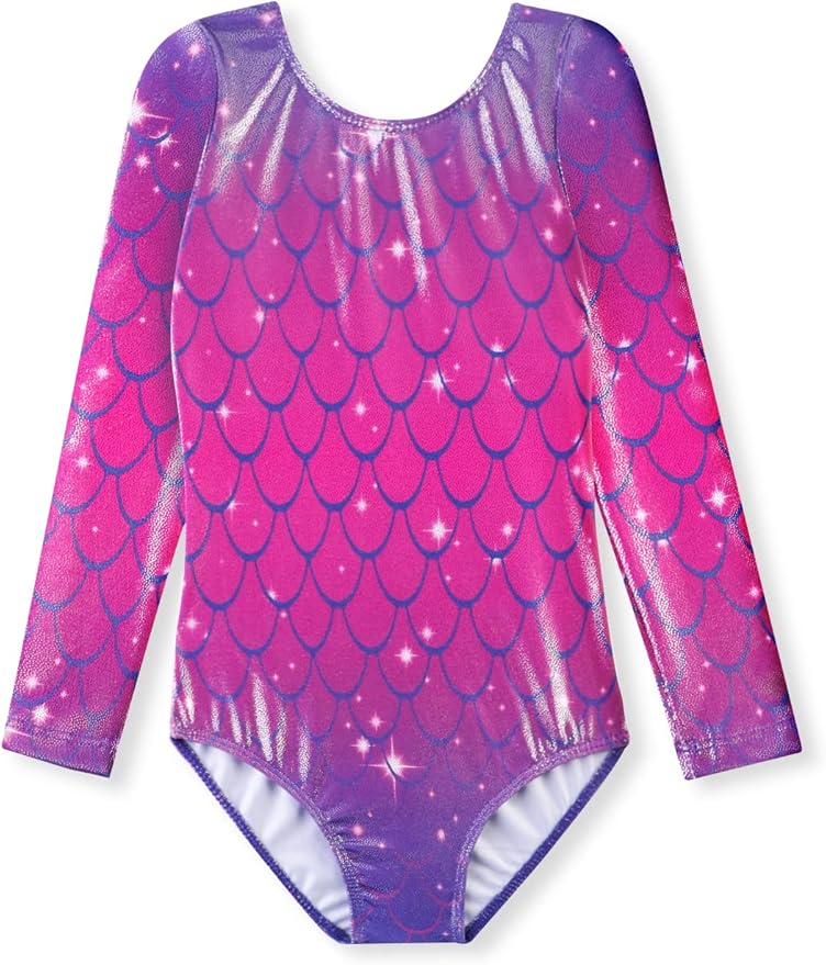 HOZIY Long Sleeve Leotards for Girls Gymnastics Kids Toddler Tumbling Outfits Floral Unicorn Galaxy Rainbow Stripe Pattern