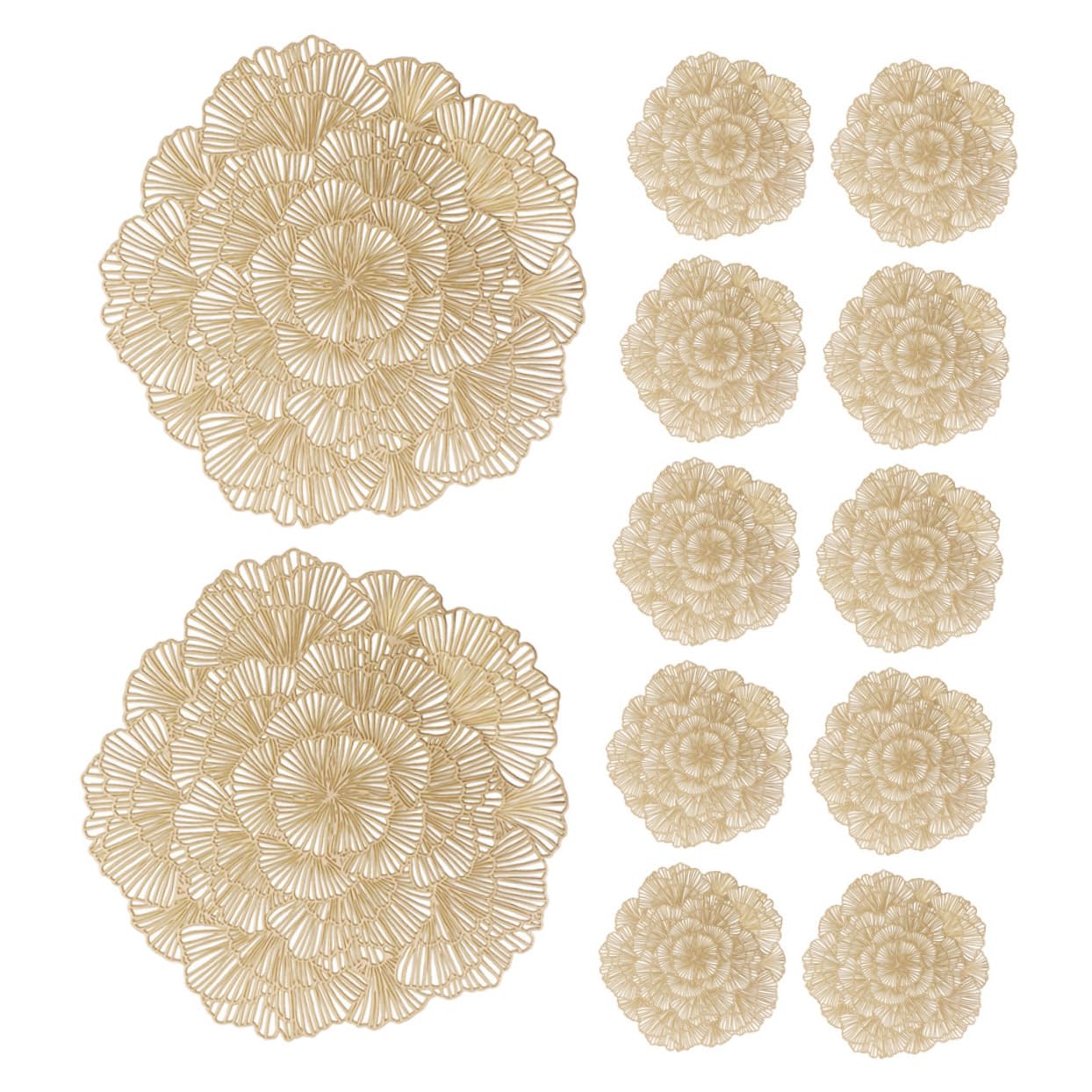 Set de table résistant la chaleur lavable PVC doré ginkgo lot de 12