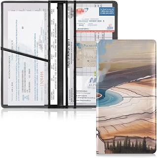 Car Registration and Insurance Holder Looking Down Pool Print PU Leather Car Wallet Purse Glove Box Organizer Bifold for Documents License Cards 9.45×4.92 in