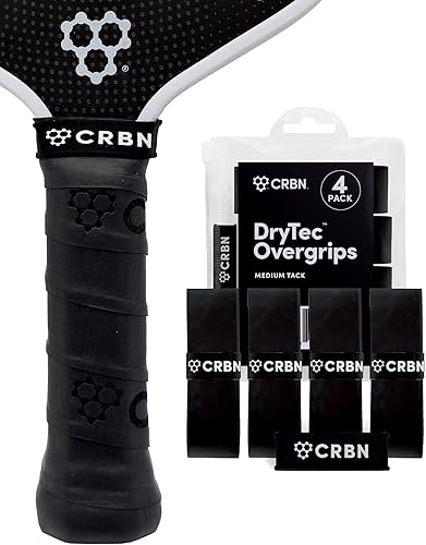 CRBN Pickleball - Overgrips Drytec™ - Cinta adhesiva para pala de pickleball - Absorbe el impacto y la humedad - Pack de 4