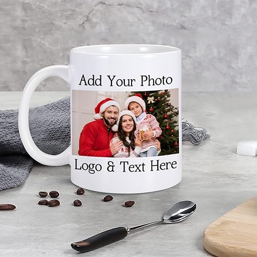 Miniatura 8 de Taza personalizada con foto de 11 onzas en ambos lados, taza personalizada con logotipo fotográfico, texto, regalos personalizados para Navidad,