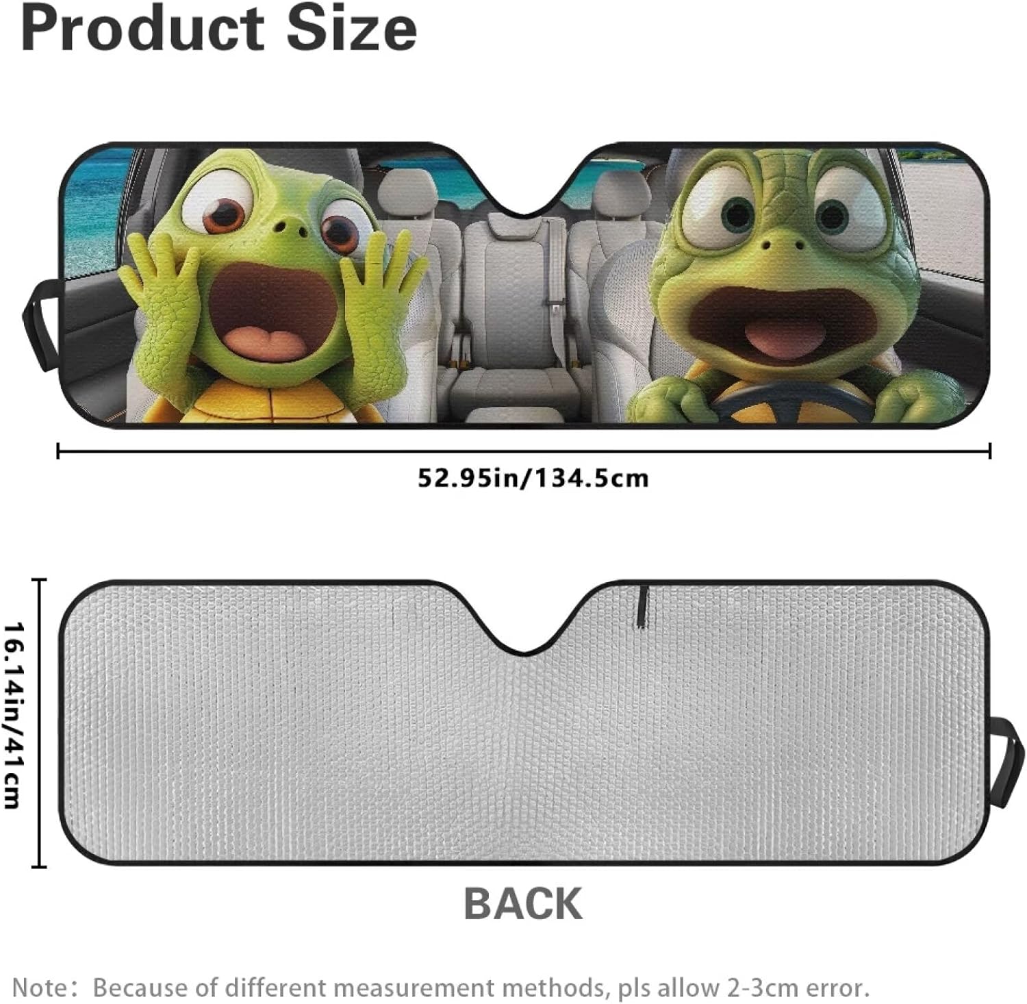 Tuoxiukan Funny Sea Turtle Front Window Car Sun Shade for Jeep Wrangler TJ JK JKU JL JLU Windshield Sunshade Easy to Install Automotive Interior Sun Protection