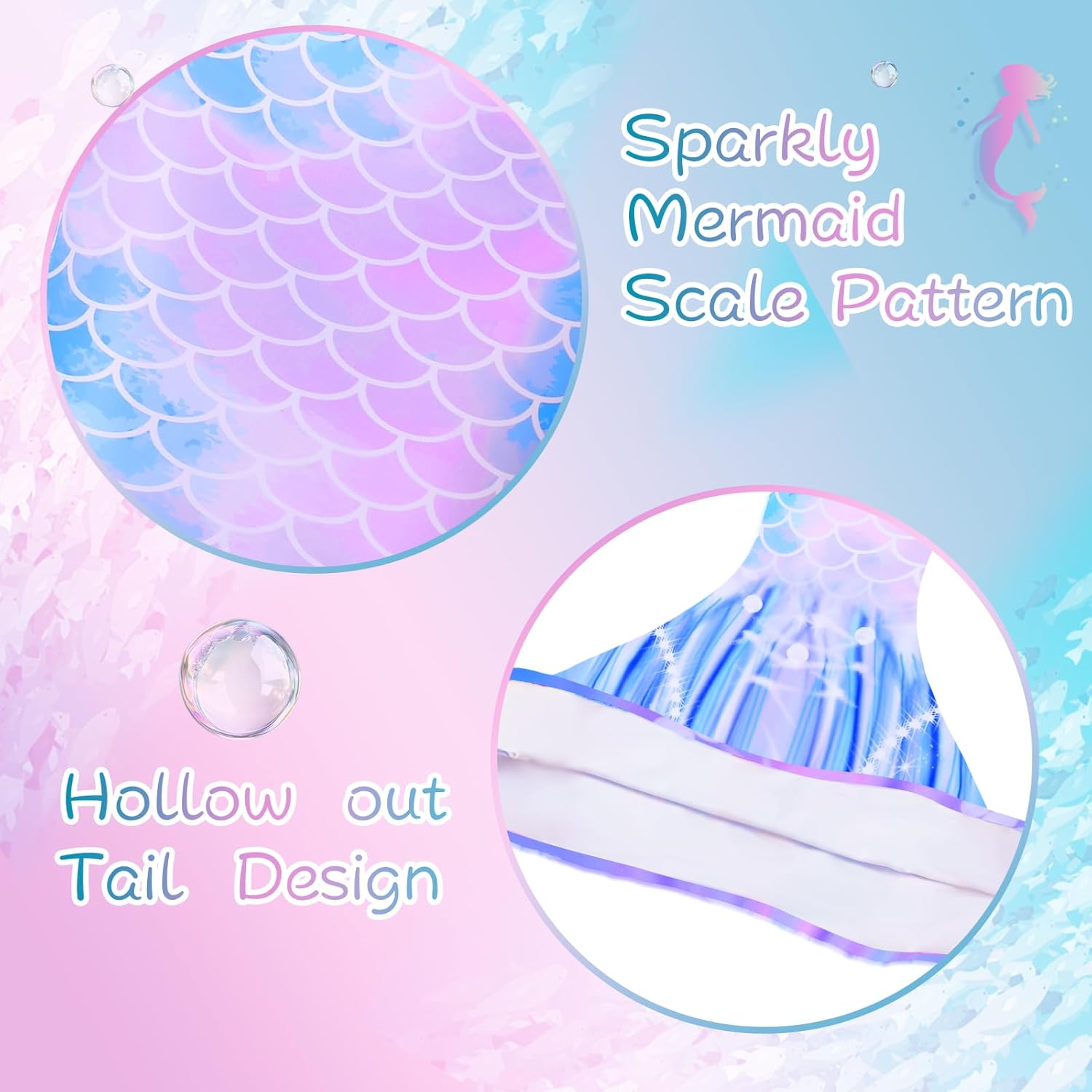 Girls Mermaid Bathing Suit 3PCS Cute Ruffle Tankini Swimsuits with Boyshort Fish Tail Kids Beach Swimwear 3-11Y - Image 3