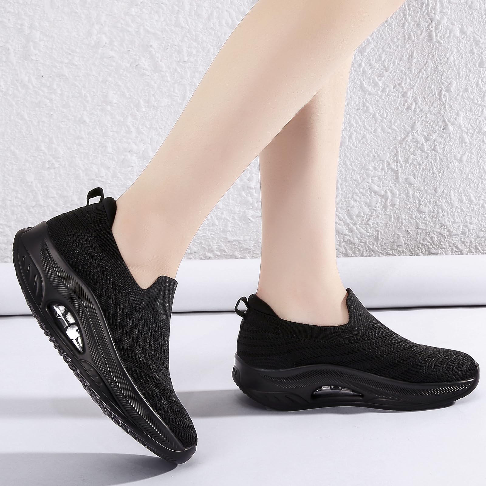 Myztra Baskets Femme Chaussures de Running sans Lacets Slip on Respirantes Légères Sneakers