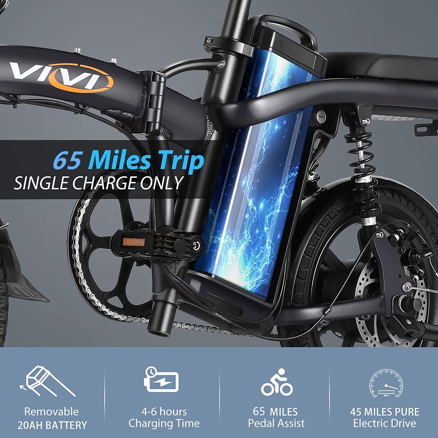 Buy Vivi Folding Electric Bike with 350W Motor, 48V 20AH /36V10.4AH