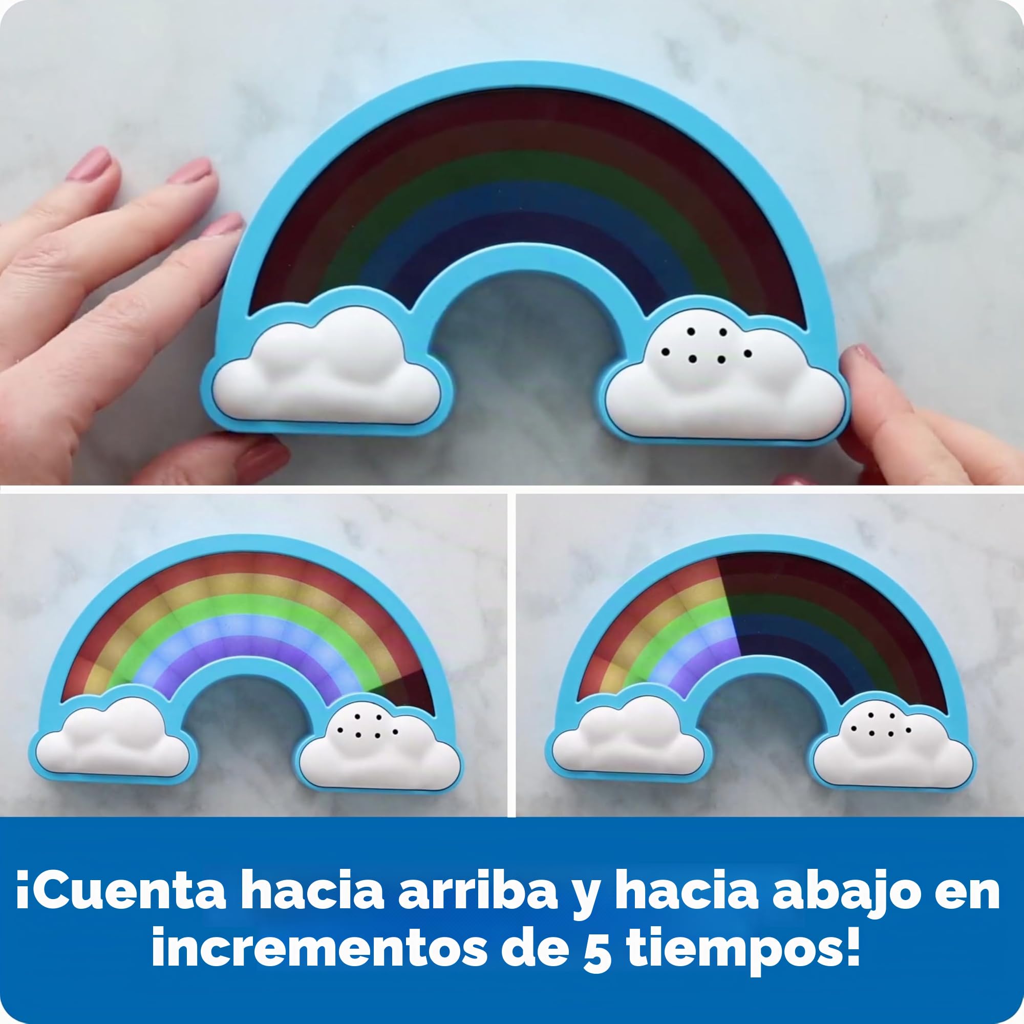Learning Resources Temporizador Visual de Arcoíris para Niños, Herramienta Sensorial para Rutinas, Transiciones y Gestión del Tiempo, Luz Nocturna, 5 Duraciones, 3+ Años, Sin Pantallas