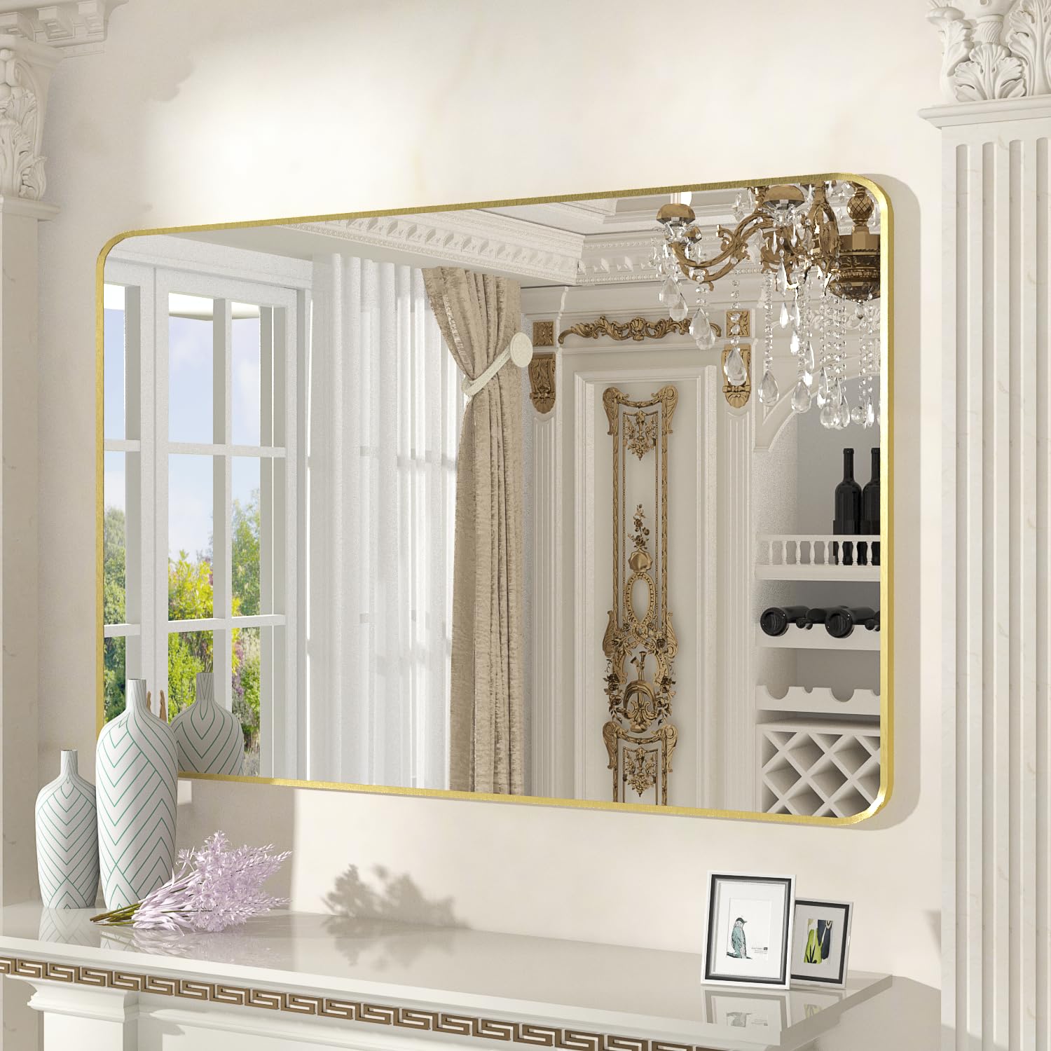 SNUGACE Gold Bathroom Mirrors for Over Sink, Rectangle Framed Bathroom Vanity Mirror for Wall, 30x36 Inch