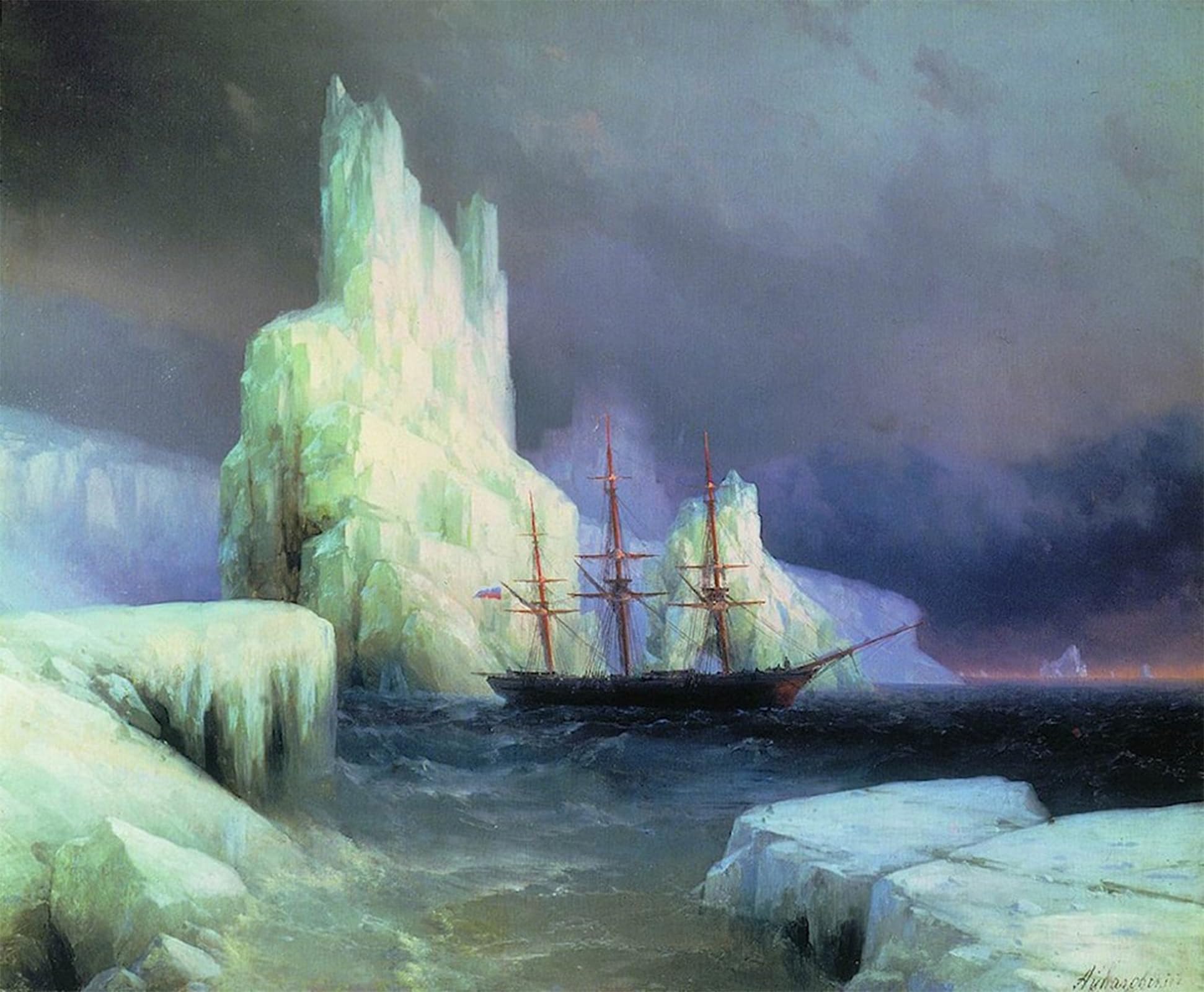POSTERIIk Vintage Print Pop Art Landscape Artwork Icebergs in the Atlantic by Ivan Constantinovich Ayvazovsky Art Prints for Office Home Decor 60x90cm
