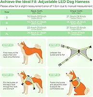 Vista 5 de Visinite Arnés LED para perro, chaleco de perro con luz recargable por USB, 2 modos de iluminación arnés para perro que brilla en la oscuridad, Verde