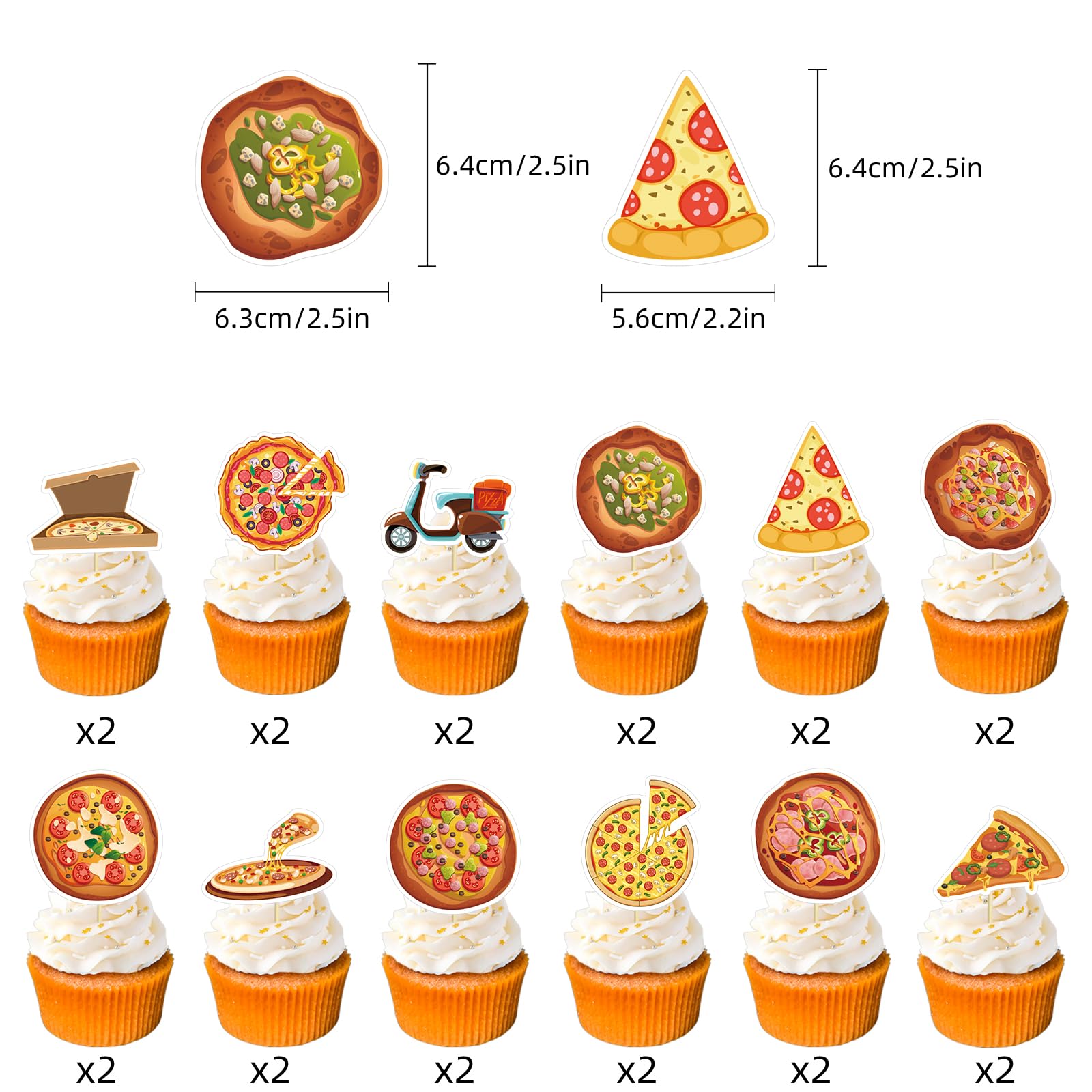 Pizza Party Dekoration Set Inkl. Banner, Kuchen-Topper, Wirbel, Cupcake-Topper & Ballons Für Geburtstag & Mottoparty