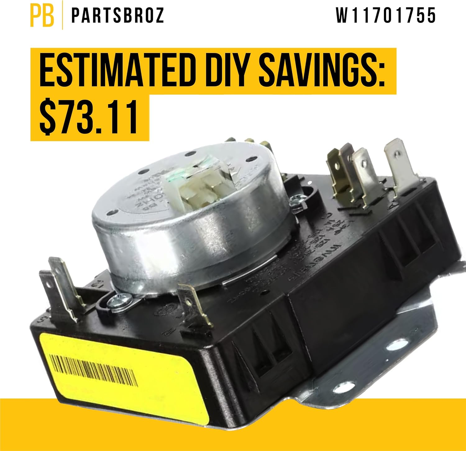 PartsBroz W11701755 Timer - Compatible With Whirlpool Maytag Dryer - Replaces AP7225135 PS17629166 W11566736 - Ultra Durable Replacement
