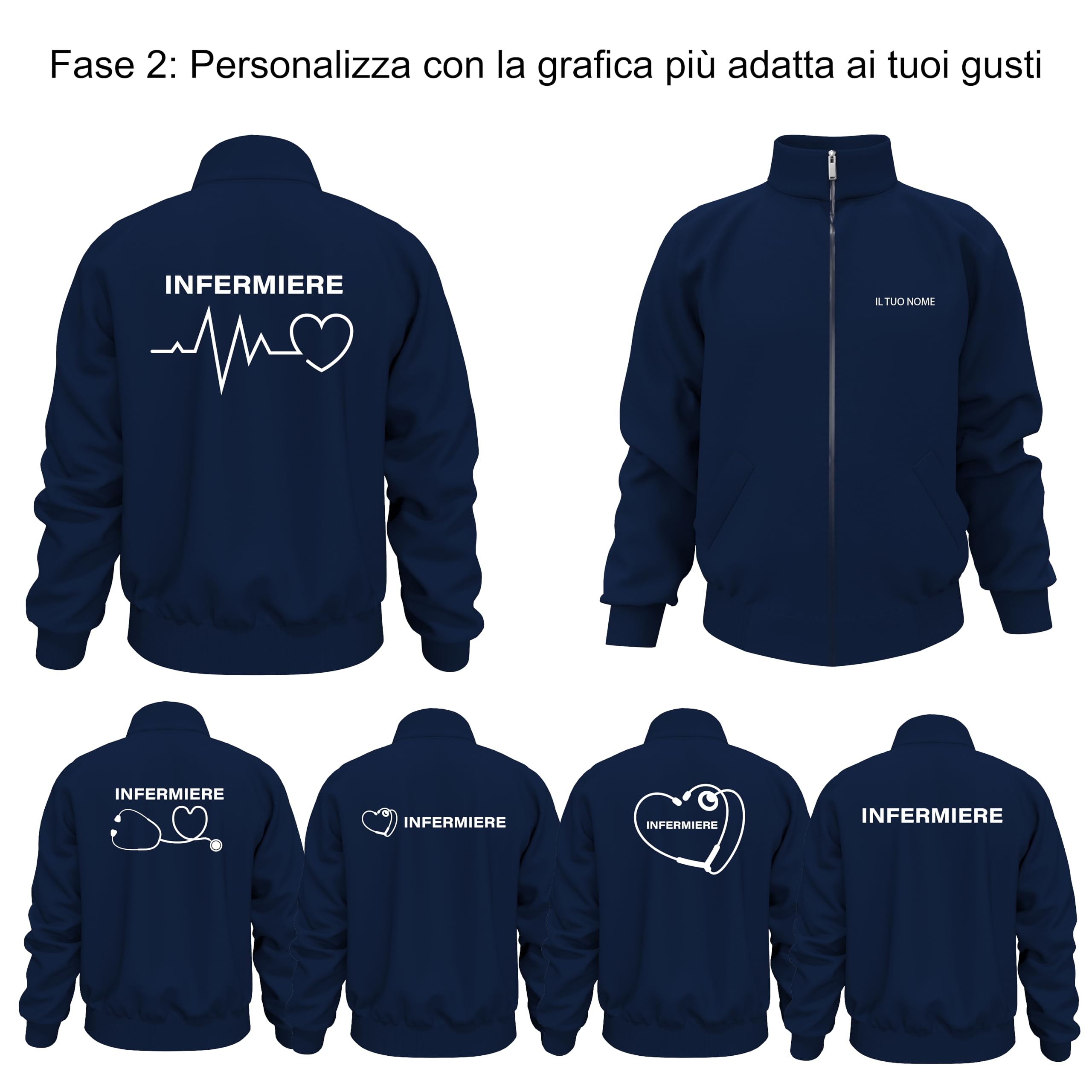 Felpa da Uomo Personalizzata per Medico, OSS e Infermiere, con possilità di Personalizzare Una Manica.
