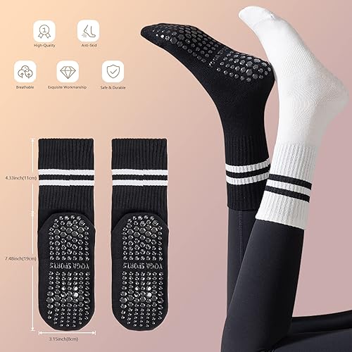 Miniatura 5 de Komorebi Calcetines de pilates con empuñaduras para mujer, calcetines de yoga antideslizantes, calcetines atléticos, calcetines de agarre para