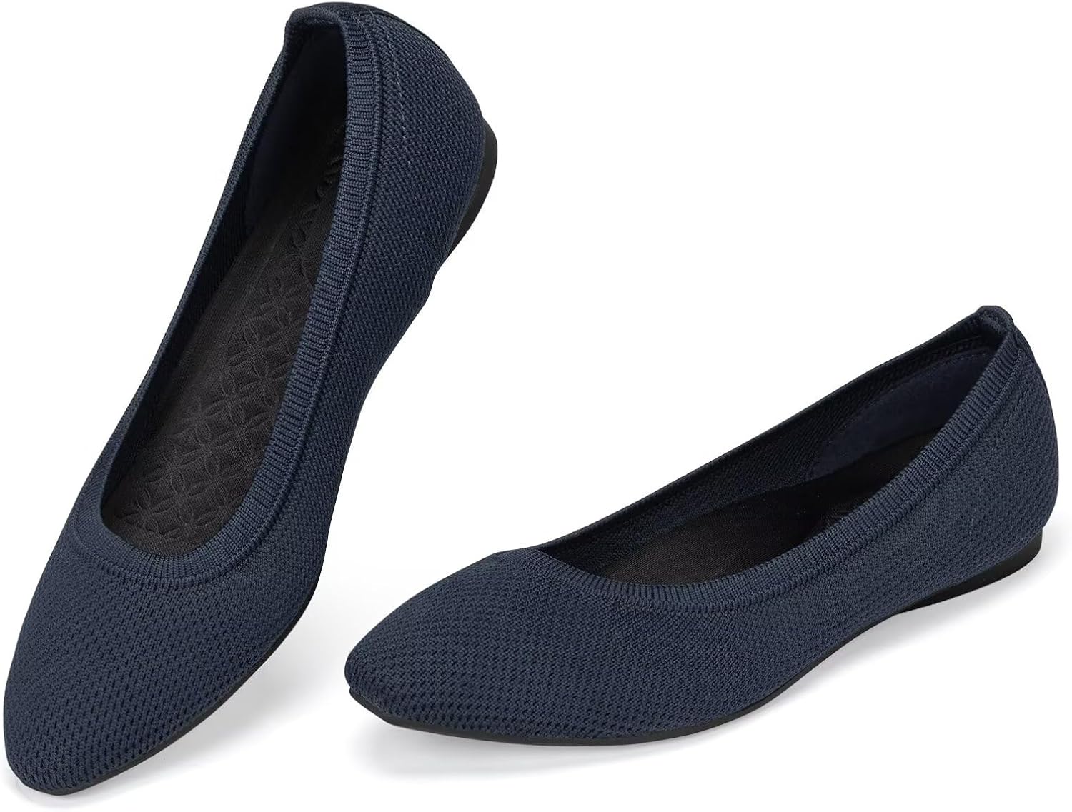 FRANK MULLY Women's Knit Ballet Flat Foldable Squared Toe Shoes Slip-On Dressy Flats Shoes Casual Business Work Office - Image 2