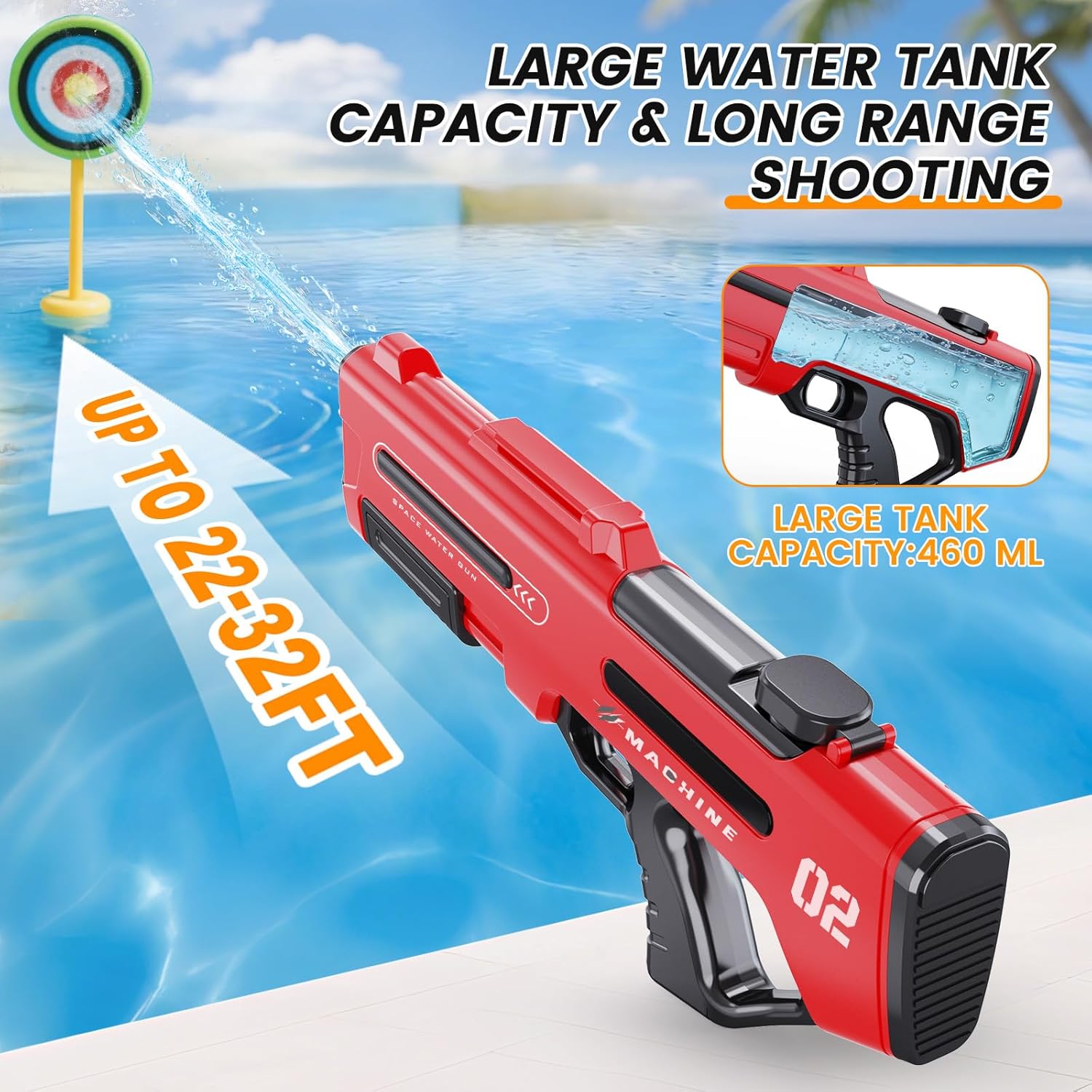 Electric Water Gun,Water Gun with Auto Reload & 3 Modes,Powerful Squirt Gun Blaster Long Range Up to 32 FT,Outdoor Yard Party Water Shooting Game Toy,Ideal Summer Watergun Gift for Kids & Adults.