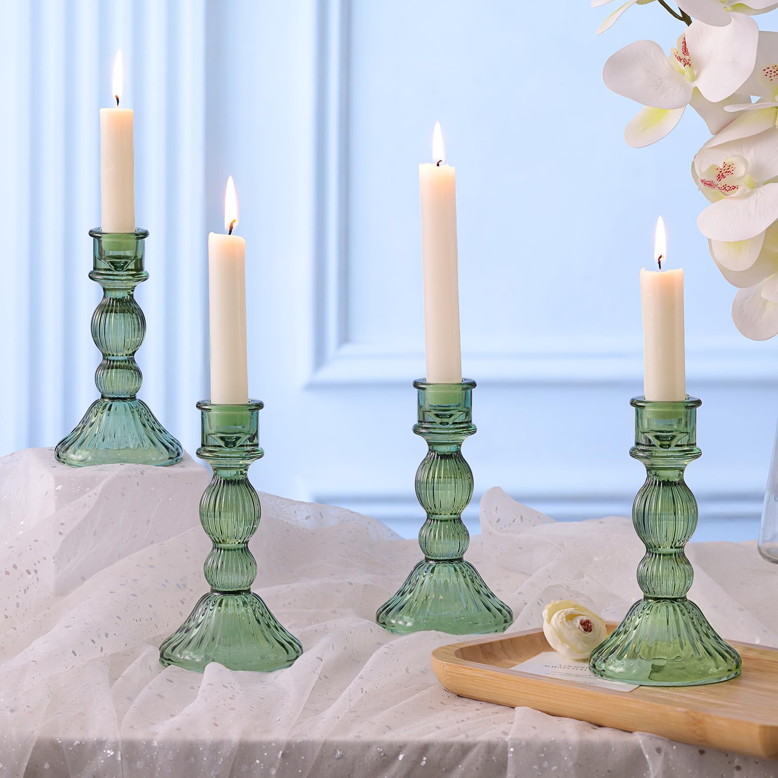 Nuptio - Juego De 3 Portavelas De Vidrio Para Velas De Té, Portavelas