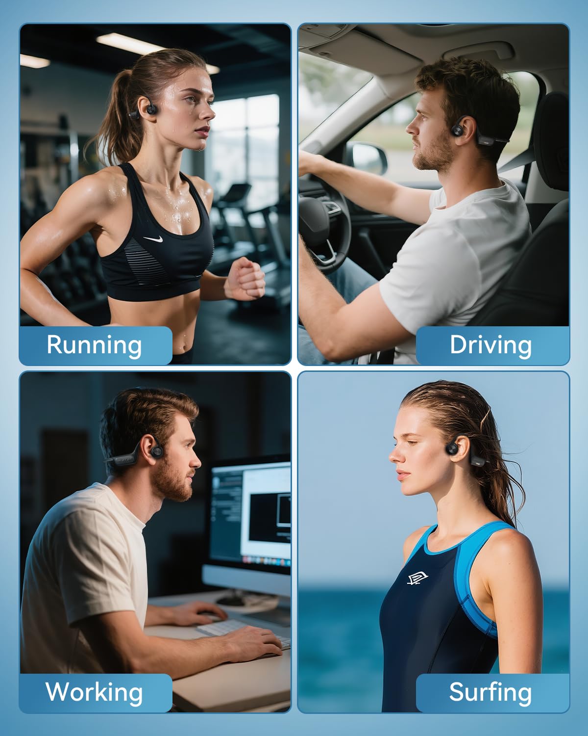 Wantek Kopfhörer Schwimmen, Knochenschall Kopfhörer Bluetooth 5.4, IP68 Wasserdicht,Sportkopfhörer 32G Speicher, Open Ear Headset mit MP3-Player, Unterwasser Ohrhörer zum Schwimmen, Training & Laufen