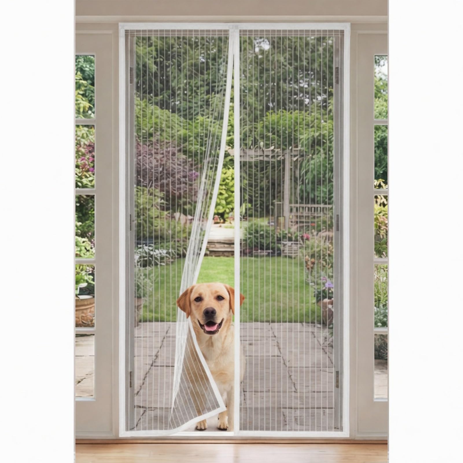 Goutui White Fly Screens Doors 145 X 193 Cm Frame Hook & Loop Hundreds Of Sizes Fly Insect Screen Door With Powerful Magnets Keeps Bugs Out No Drill Installation Automatically Closes,