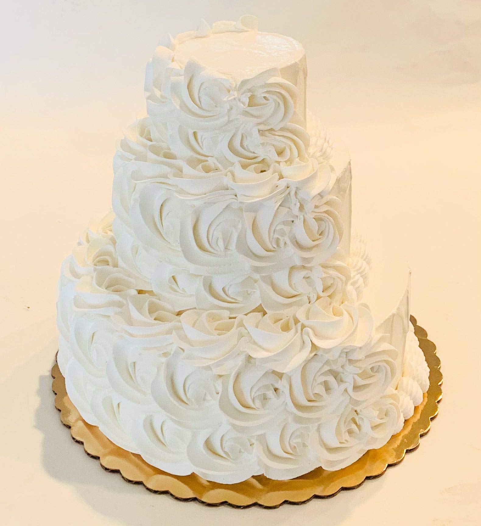 Buy Fake Wedding Cake 3 Tier Ivory Rosette Drizzle Fake Cake unedible