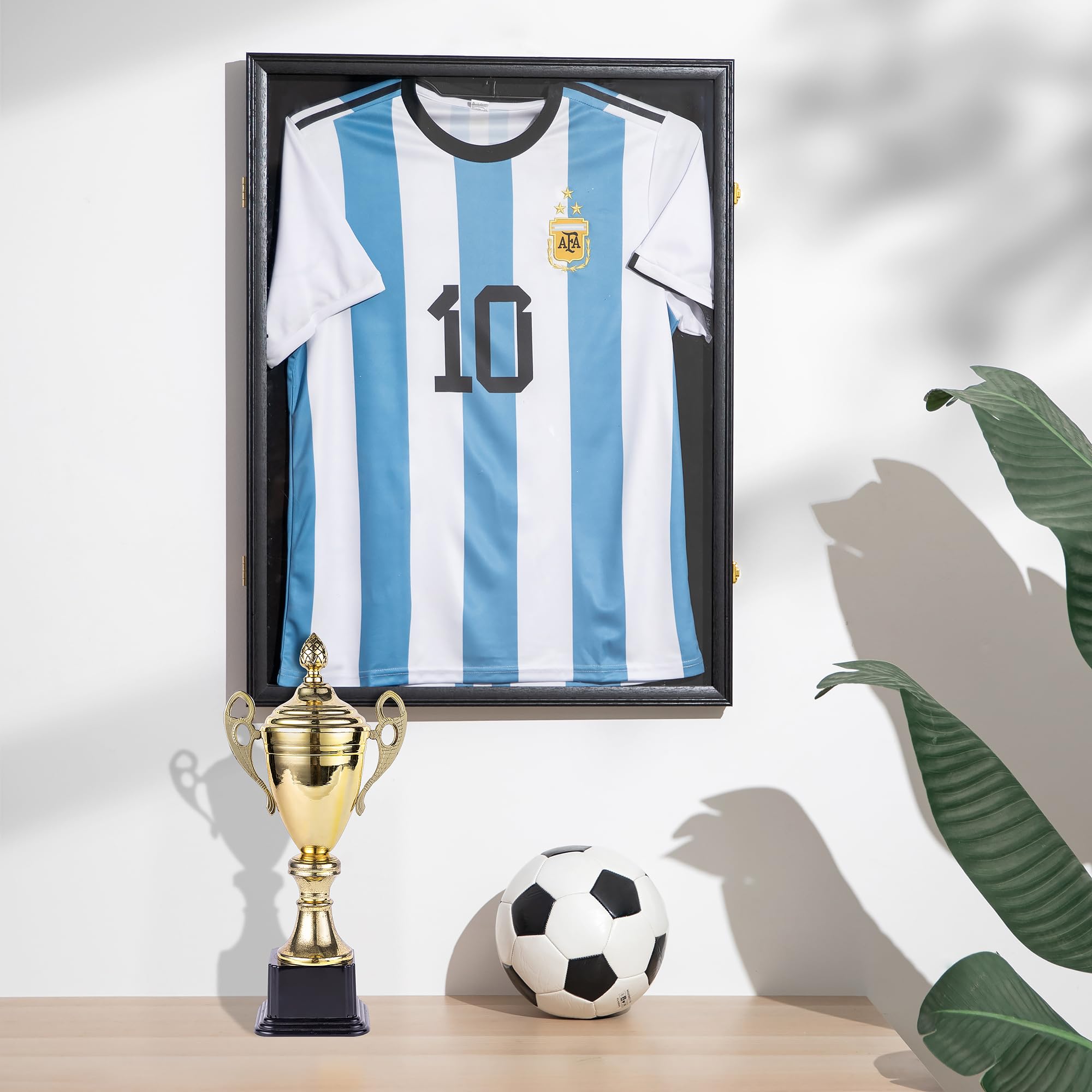 Cornice Tricot 70x90 cm Maglietta da Calcio Grande Cornice 3D per Bambini e Adulti Calcio Pallacanestro T-shirt Nero