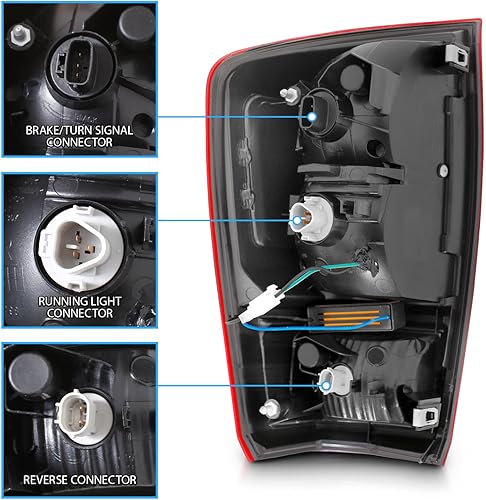 Miniatura 6 de AmeriLite Para Toyota Tacoma Pickup Truck 2016-2023 Lámpara LED de estacionamiento de tubo transparente de luces traseras rojas - Lado del conductor
