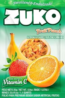 Zuko Fruit Punch Instant Powder 25g Sweetened Drink Mix 12 Pack