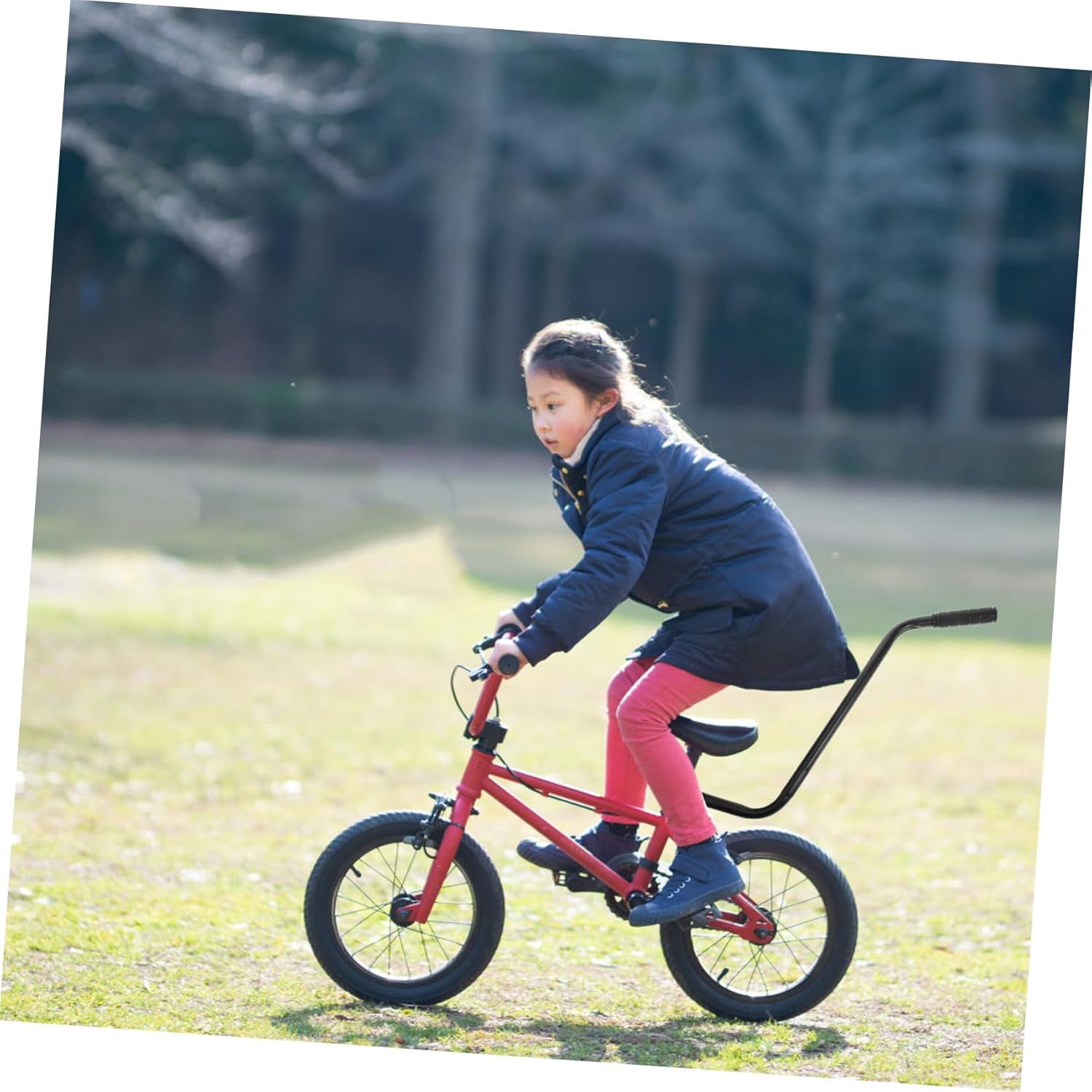 YARNOW Boys and Girls Bike Training Push Handle for Balance Learning Convenient Trainer Bar for Boys and Girls for Safe Riding Practice and Stroller Use