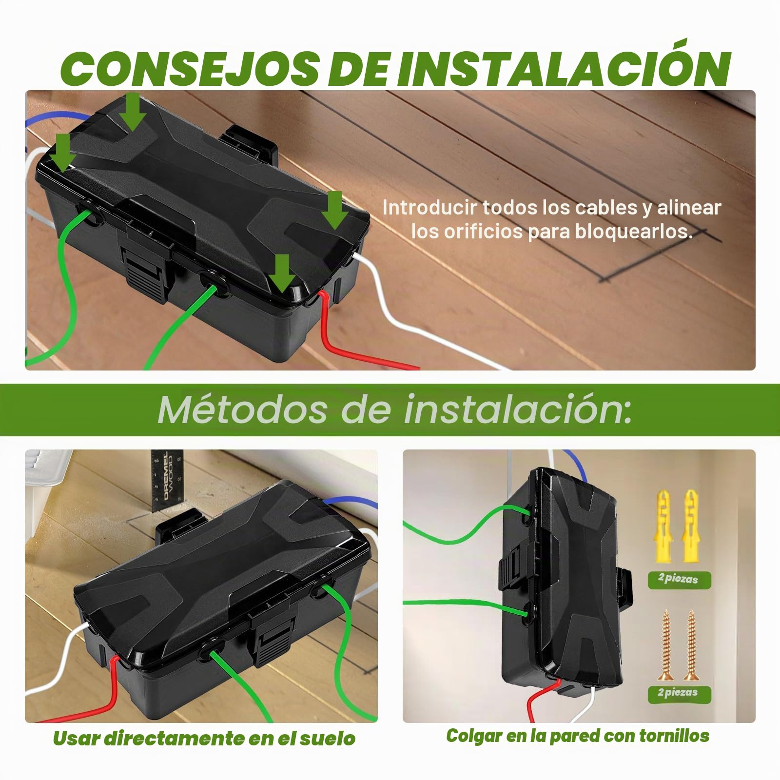 Caja Estanca Exterior Eléctrica Impermeable IP54 Con 6 Entradas De Cable Para Proteger Cables Alargadores Enchufes Y Luces 25X12X7 CM