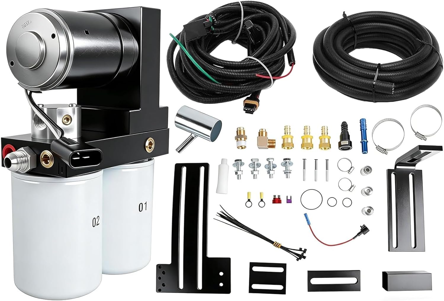 165GPH Diesel Fuel Lift Pump System Compatible with 2001-2010 Chevy Silverado GMC Sierra 6.6L V8 Duramax, Replacement for TC10150G TC10165G FASTC10150G TSC10165G