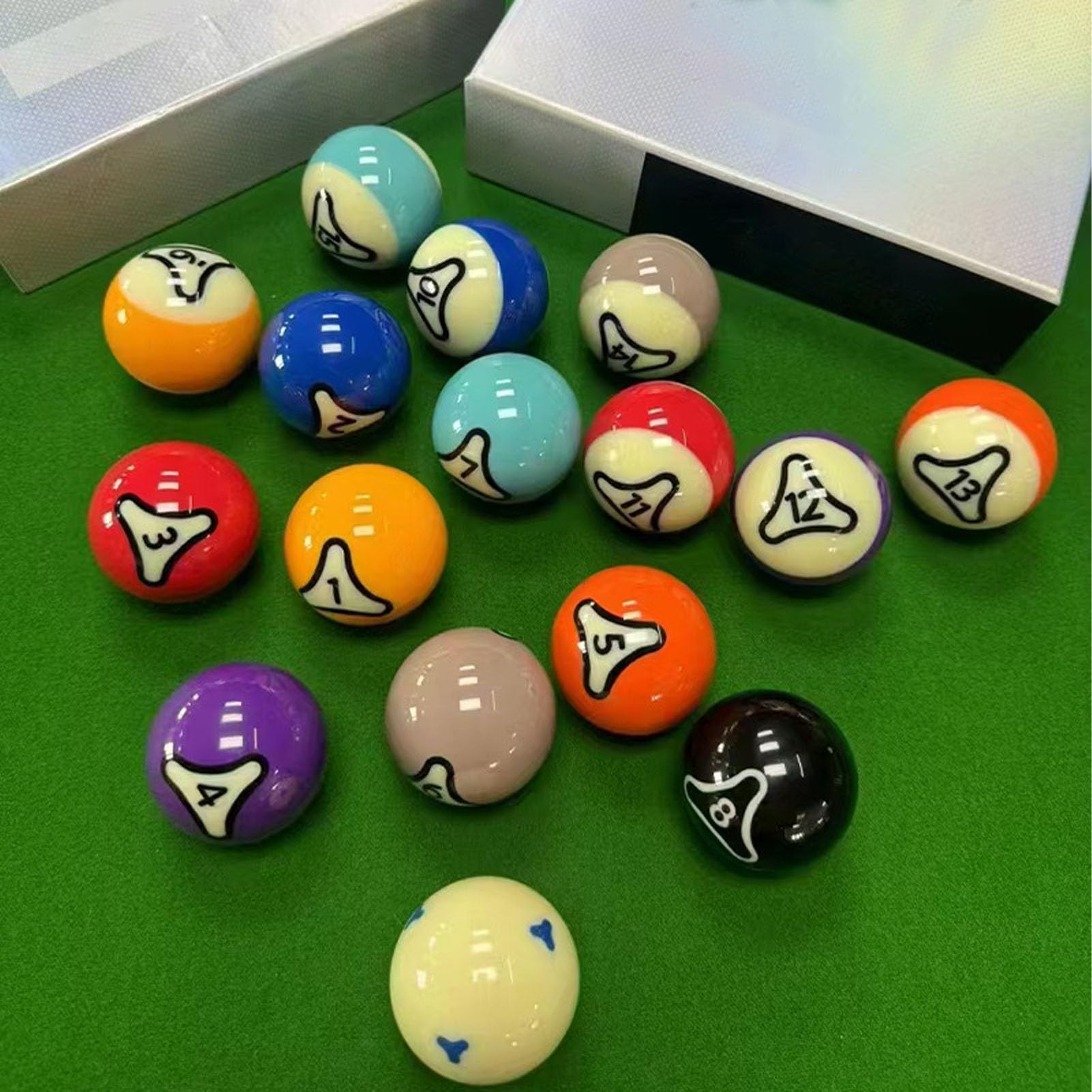 Fockety Zestaw Bilardowy Basenowy, 16pcs 2.25 Cali w Stylu Amerykańskim Zestaw Billiard Ball z ściereczką, 57,2 Mm Amerykańskich Standardowych Piłek Bilardowych do ćwiczeń Turniejowych,
