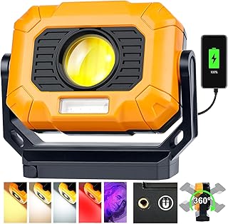 Magnetic Work Light, 1500LM LED Work Light, Rechargeable Worklight with 360° Rotating Stand, 3 Color 6 Modes High Bright Flood Light for Working, Repairing, Camping and Emergency(1Pack)