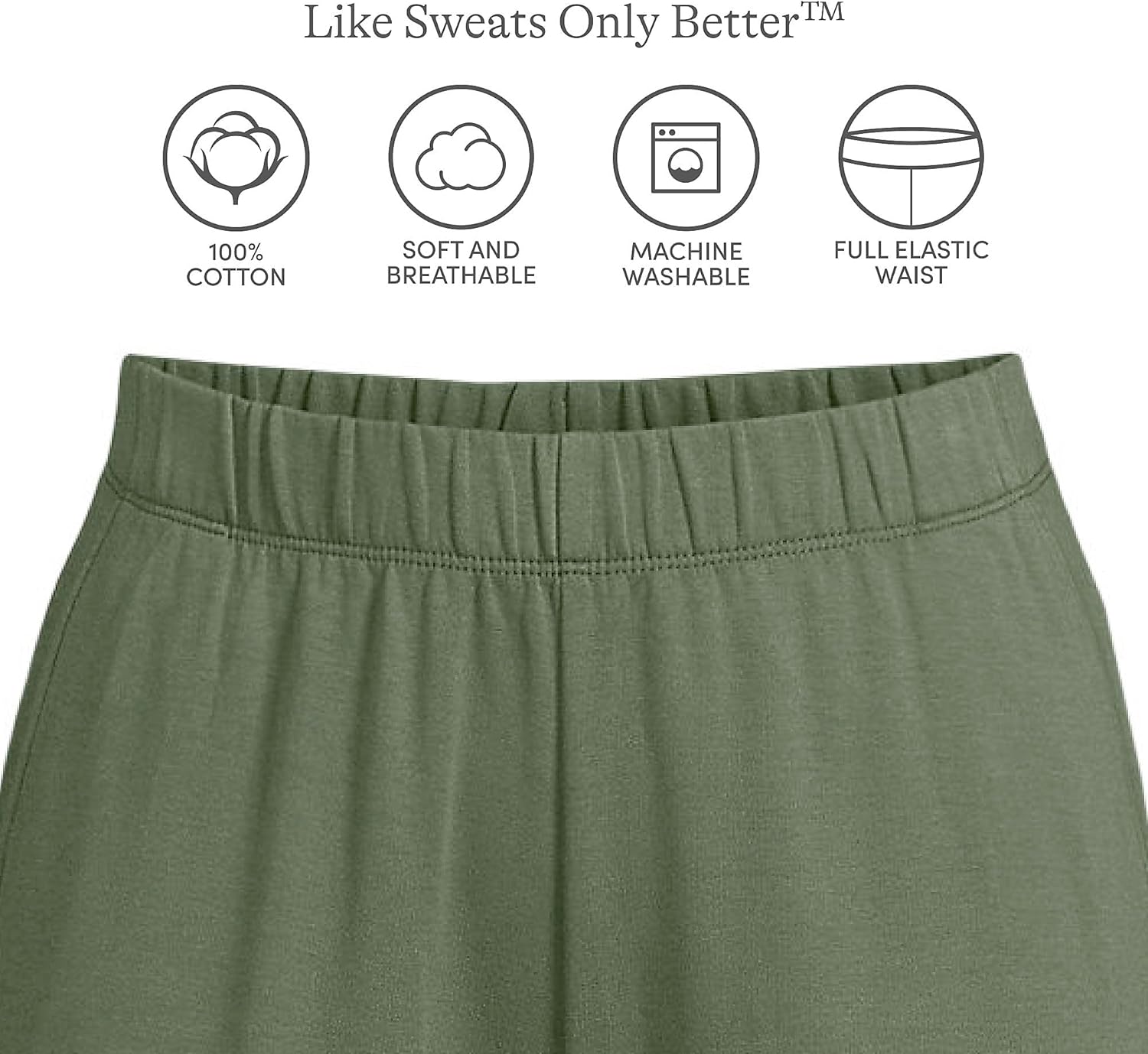 Lands' End Women's Relaxed Fit Sport Knit High Rise Pants - Soft Cotton Pull-On with Elastic Waist - Image 3