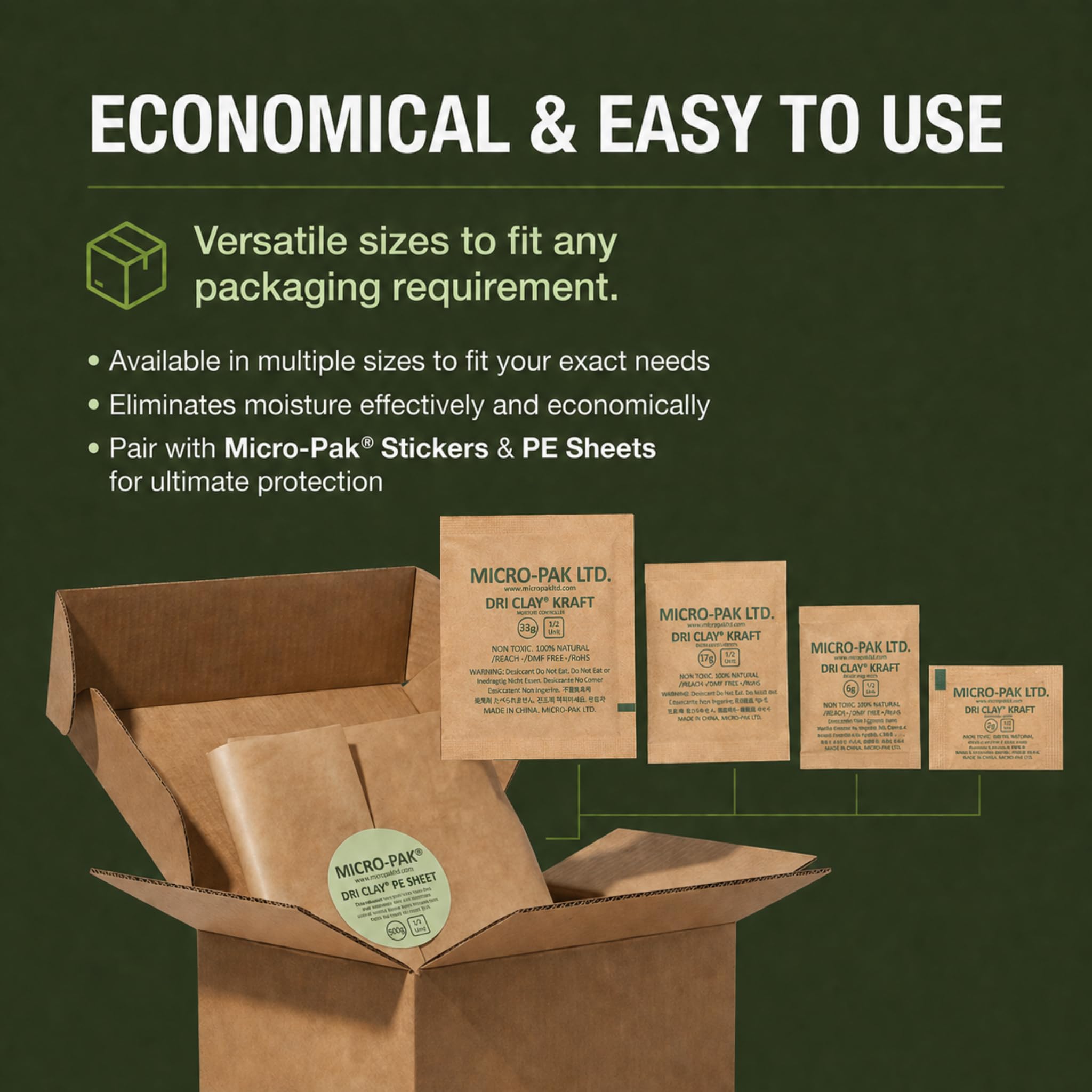 Micro-Pak Dri Clay Kraft, Moisture Absorption Desiccant Packs, 6gx50pcs — Amazon image 9