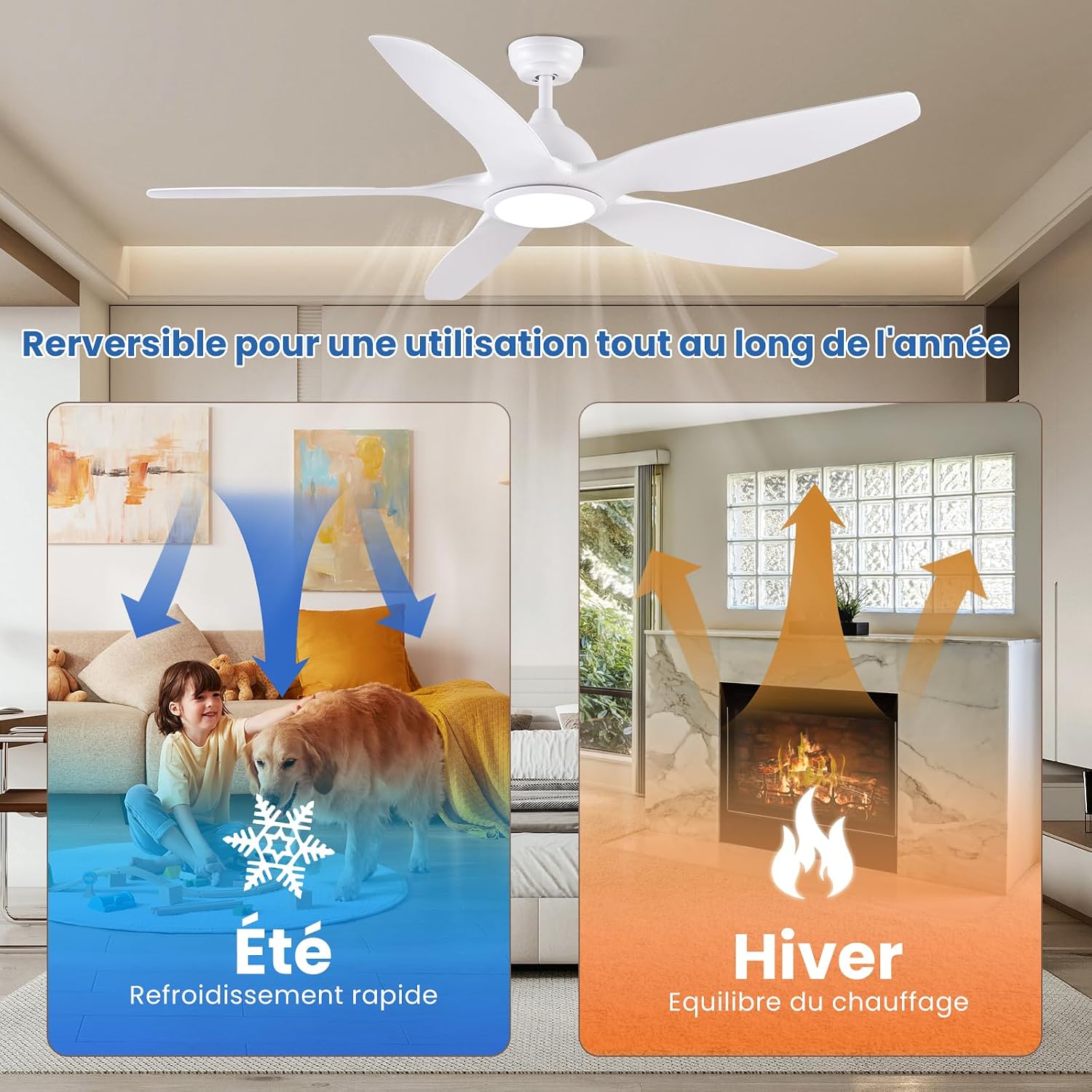 Newday ceiling fan reversible function for summer and winter
