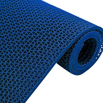 Drain Non Slip Floor Mat Wet Area Commercial Mesh Rubber Flooring Mat Garage Pool Restaurant Bathroom Patio Outdoor Indoor Drain Splash Rug Mat, Blue, 1.2x1M/4x3.3ft