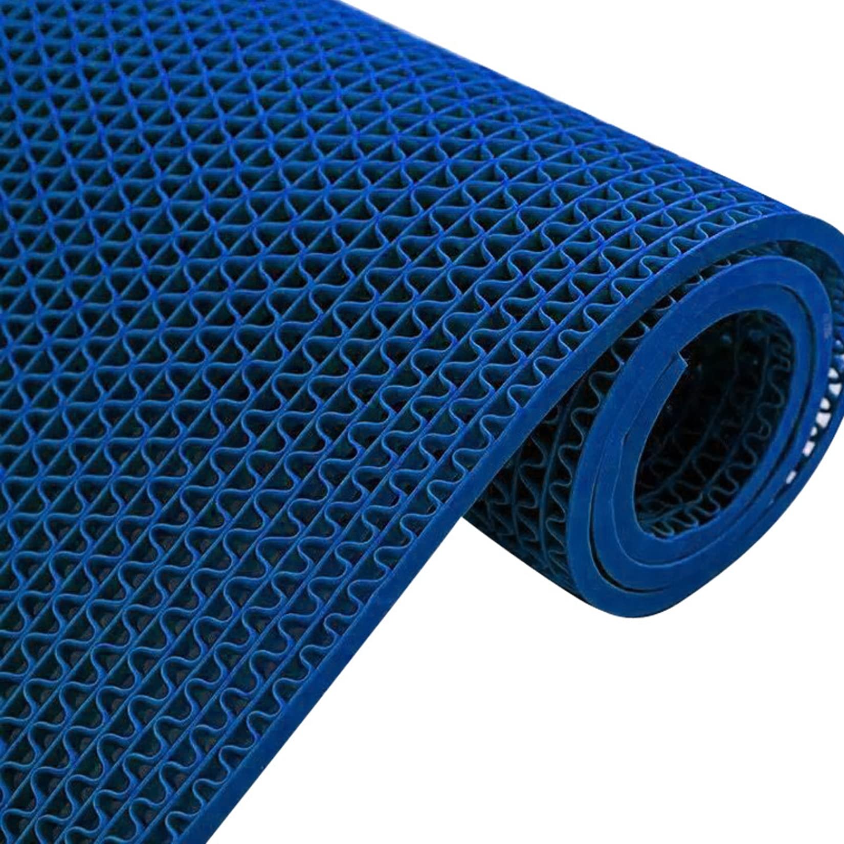 Drainage Non Slip Floor Mats Wet Area Commercial Mesh Rubber Flooring Mat Garage Pools Restaurant Bathroom Patio Outdoor Indoor Drain Splash Rug Mat,Blue,1.2×1M/4×3.3FT
