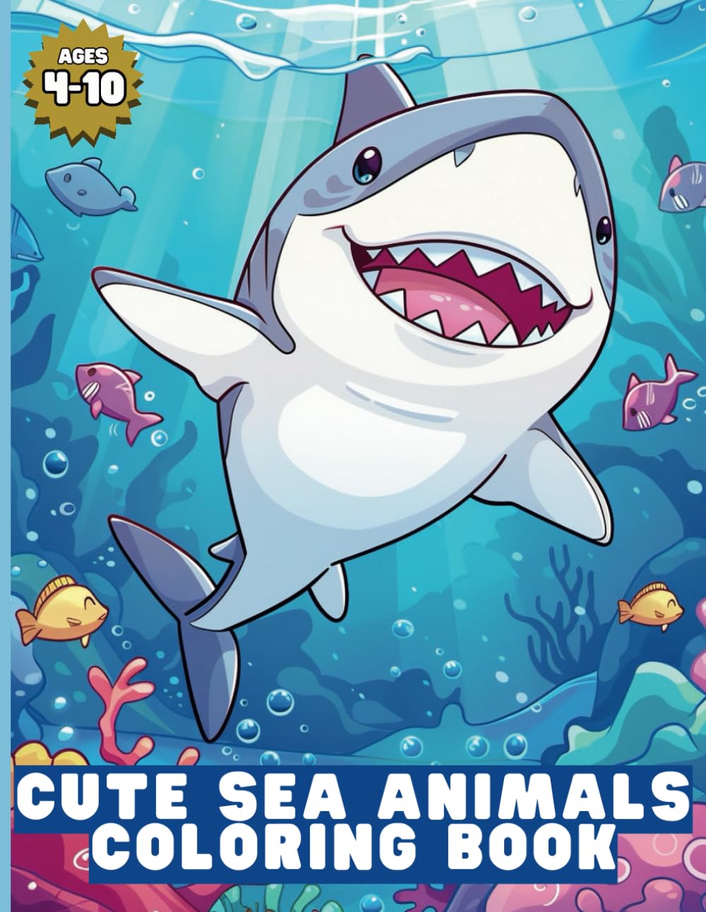 Cute Sea Animals Coloring Book: Bold and Easy Designs for Adults and Kids: Underwater Animals, Ocean, Marine Life, Fish Paperback – 7 May 2024