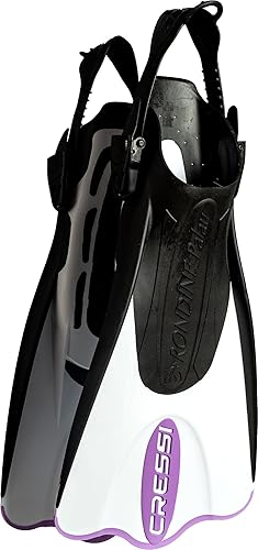 Cressi SAF Short Adjustable Open Heel Swim Fins - Lightweight Easy-Kick Blade for Snorkel Gear, Secure Heel Strap Diving Fins