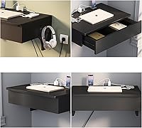 Vista 6 de ALISENED Escritorio montado en la pared, escritorio flotante para computadora portátil, escritorio de pared que ahorra espacio, escritorio de pared