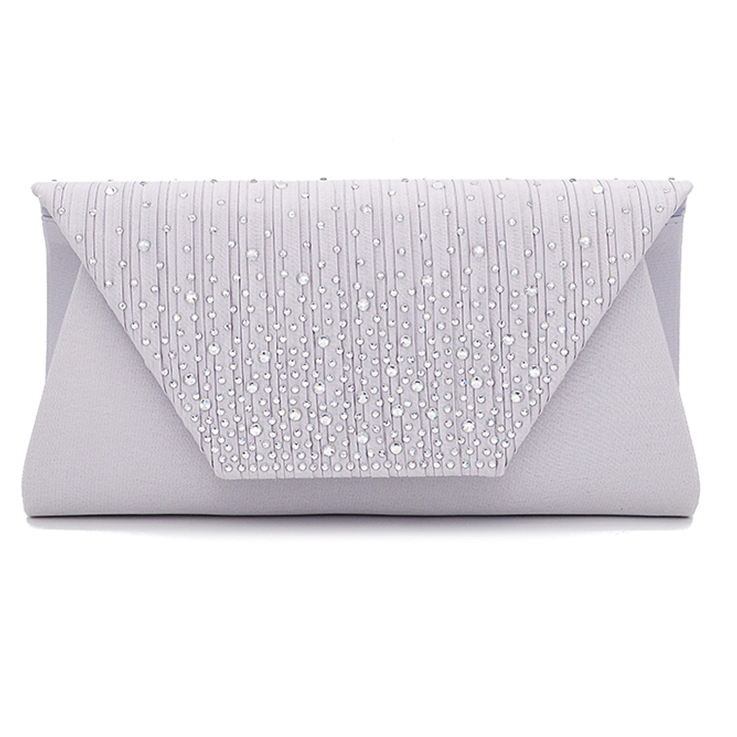 JIAJIA 265 Bolsos Bolsos Sobre Embrague Crossbody Bolsos Clásicos Hombro Bolso De Noche, Silver, Small