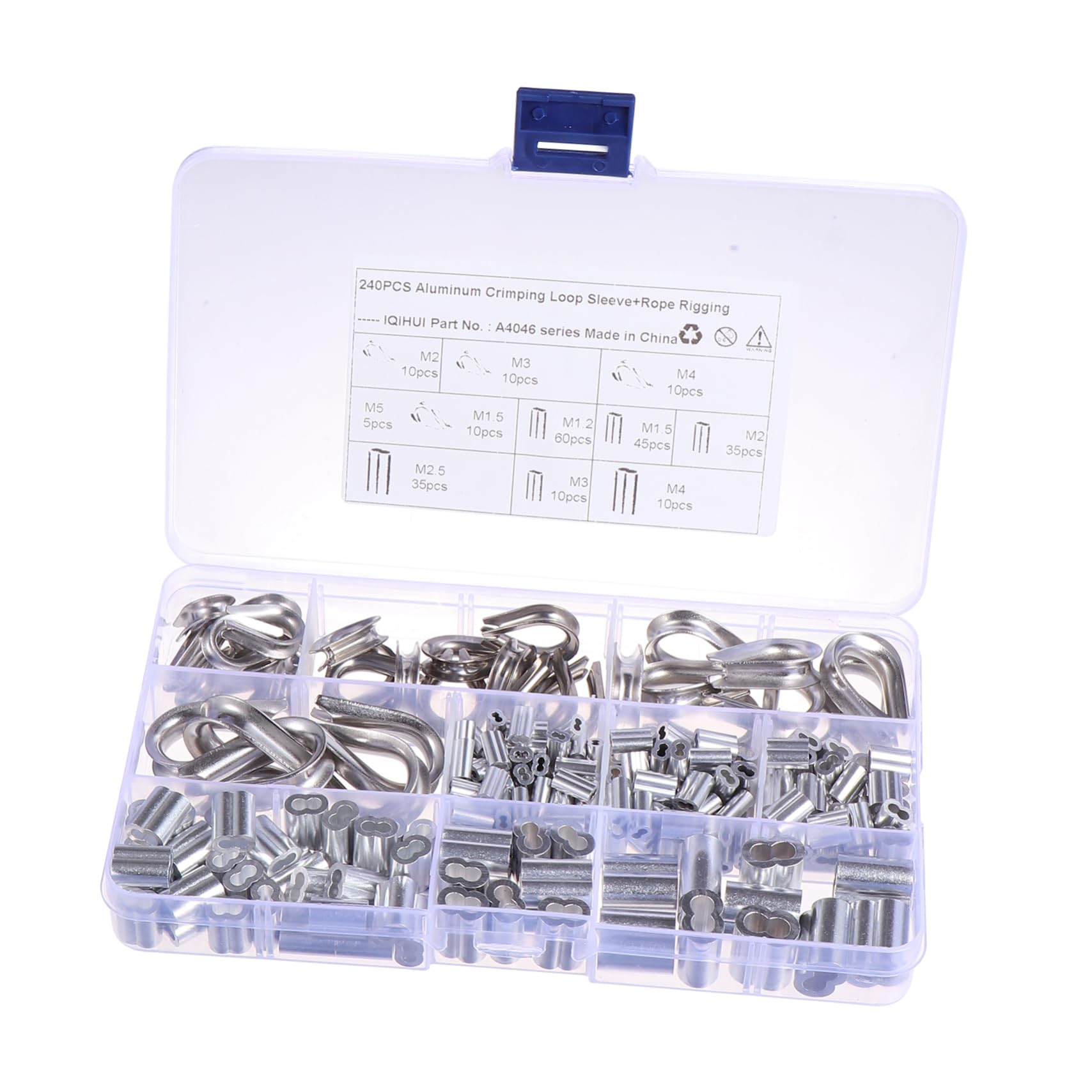 KICHOUSE Wire Rope Loop 240 Pcs Double Barrel Crimping Loop Sleeve Oval Connector for Cable Crimps