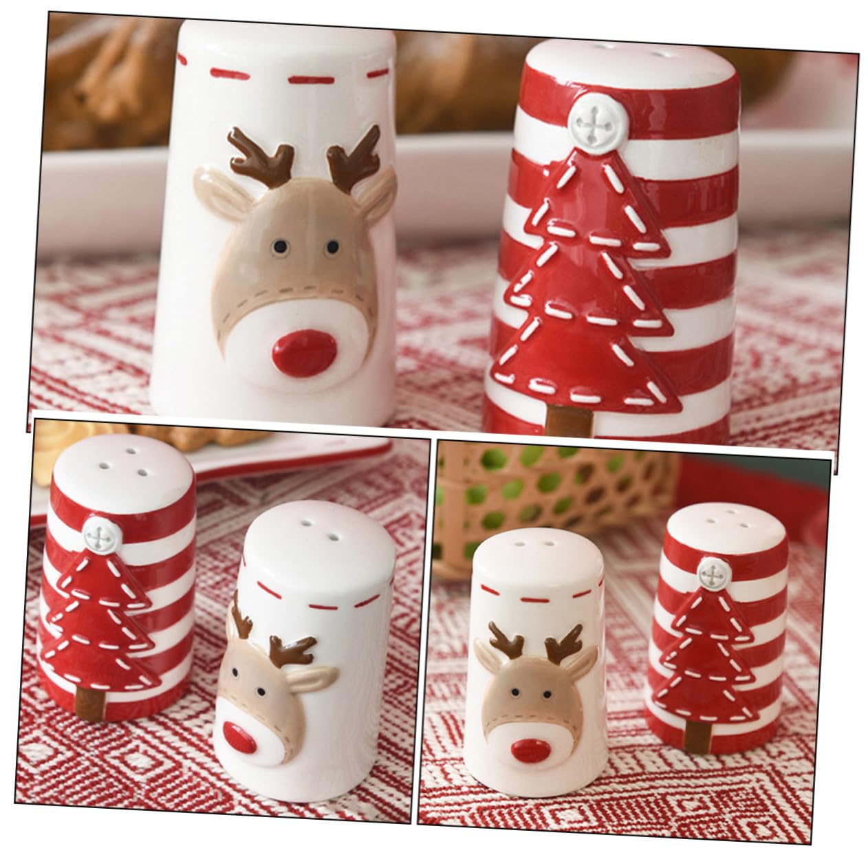 2 Stück Keramik Gewürzstreuer Teilig Salz Pfefferstreuer Salz und Pfeffermühle Weihnachten Küchen Gewürzbehälter für Pfeffer und Gewürze