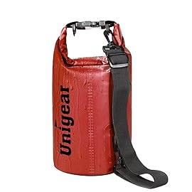 Unigear Dry Bag Waterproof, Floating and Lightweight Bags for Kayaking, Boating, Fishing, Swimming and Camping with Waterproof Phone Case (Red, 10L)