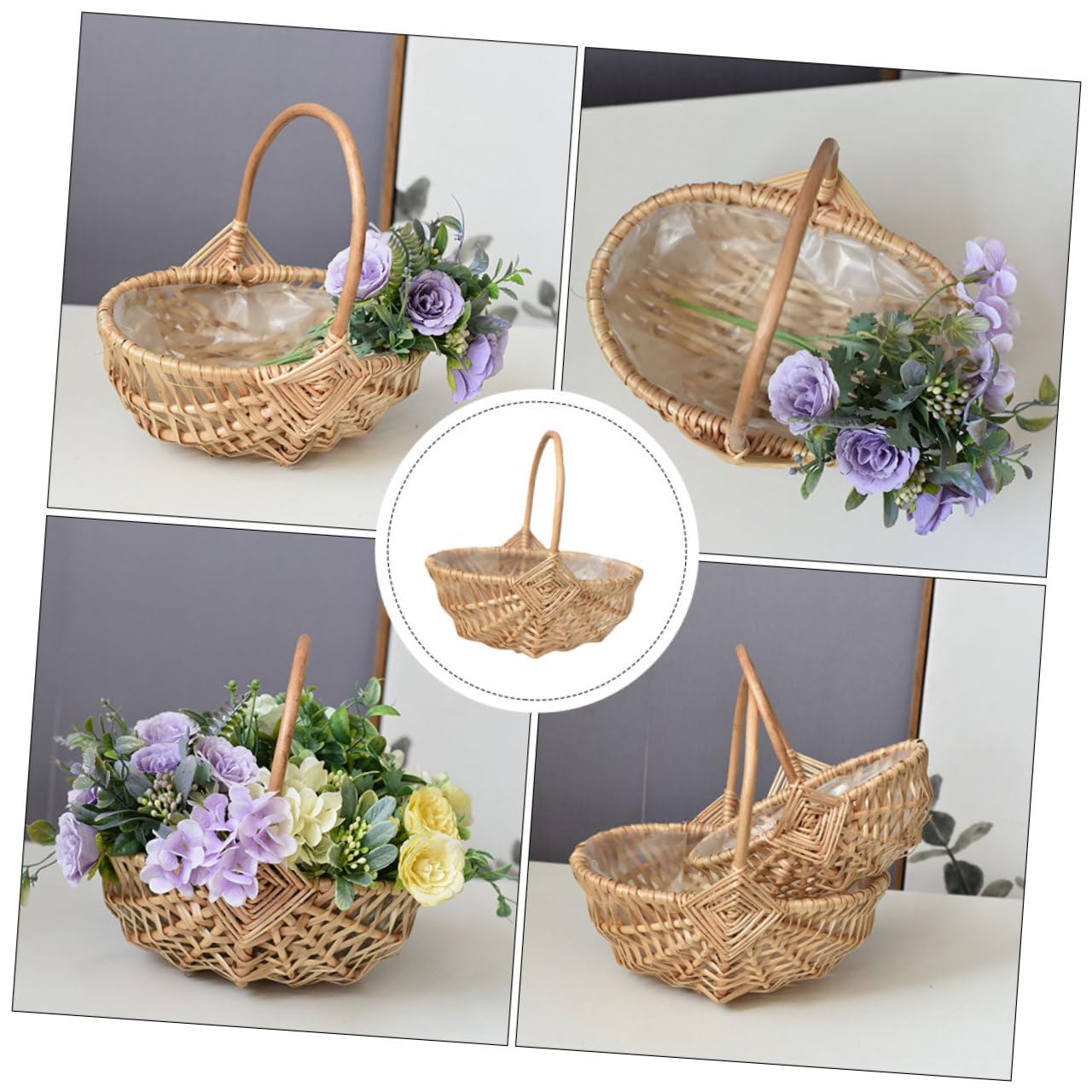 Alipis 3 Stücke Dekorative Korb Weide Gewebt Körbe Für Küche Korb Griff Blumen Bouquet Sets