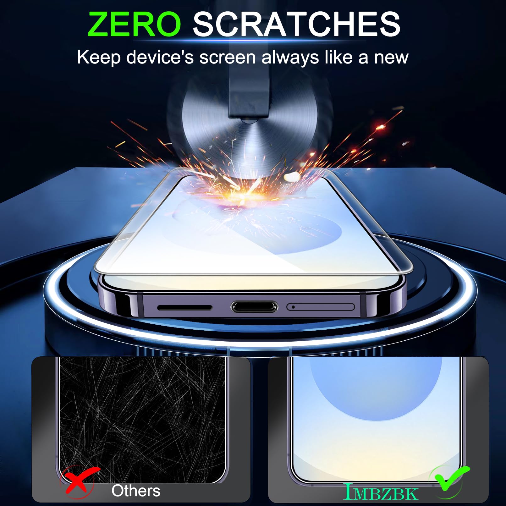 IMBZBK 3 Pezzi Pellicola Vetro Temperato per Samsung Galaxy S25 Plus/ S25+ Accessori 3 Pezzi Protezione Fotocamera, Sblocco con le Impronte Digital