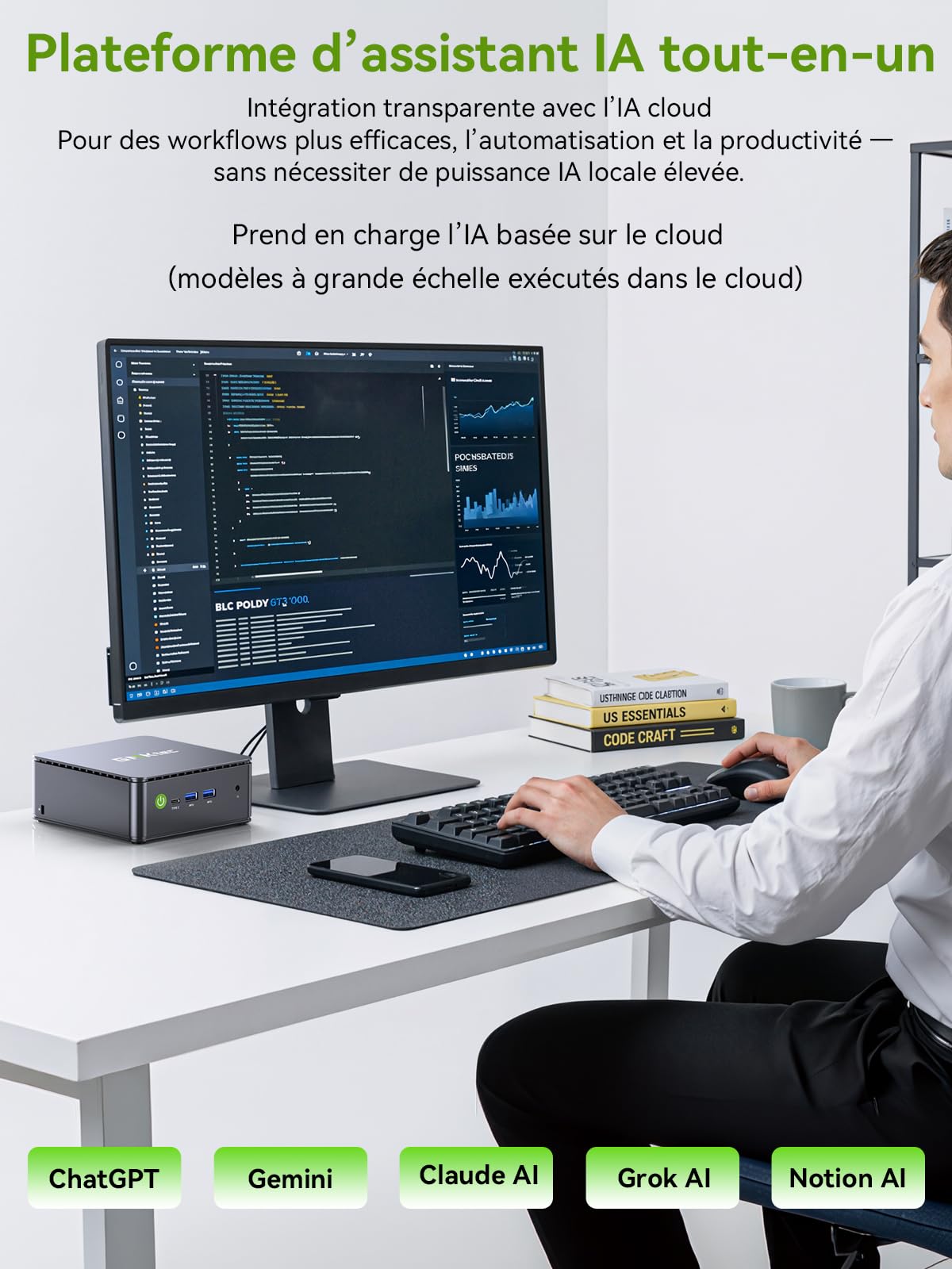 GMKtec G11 Mini PC avec AMD Ryzen Embedded R2514, 3 Ans d'assistant, 4C/8T Jusqu’à 3,7 GHz (Beats 4300U), 16Go DDR4 256Go SSD PCIe 3.0, Dual LAN 2,5G/WiFi6E/Triple écran 4K, pour Bureau/NAS/routeur